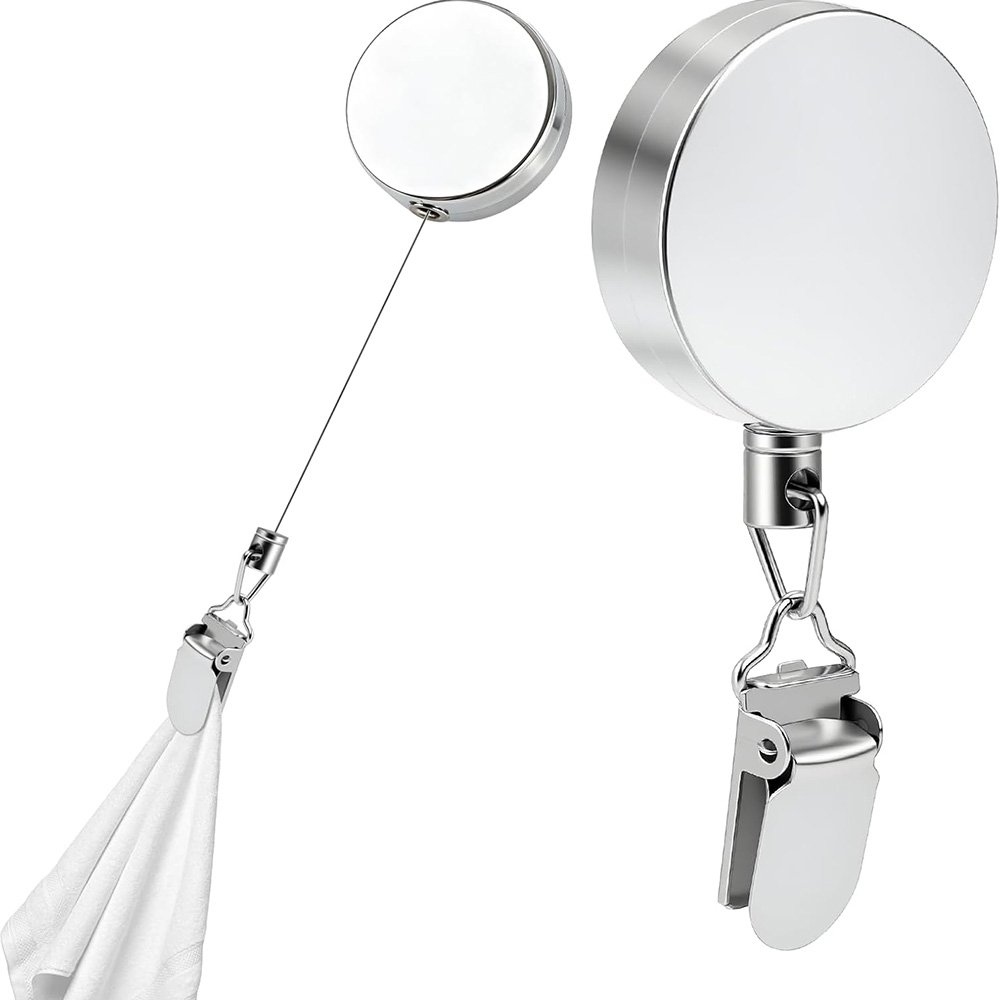 Towel Bar Stainless - Supporto per clip porta asciugamani retrattile,
