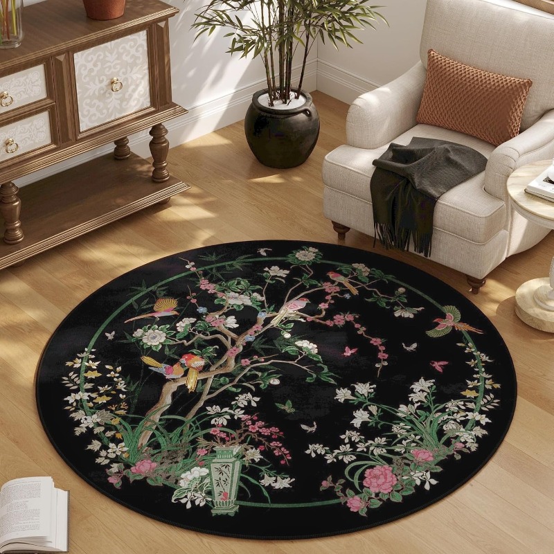 Zara Home Bathroom Rug - Tappeto rotondo con motivo floreale cinese