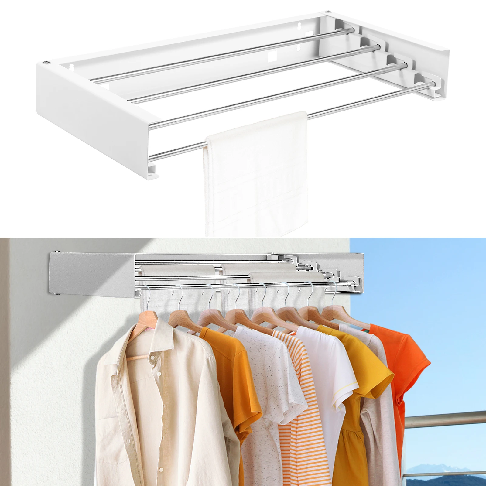 Towel Bar Stainless - Stendibiancheria Pieghevole in Acciaio Inossidabile, Stendino